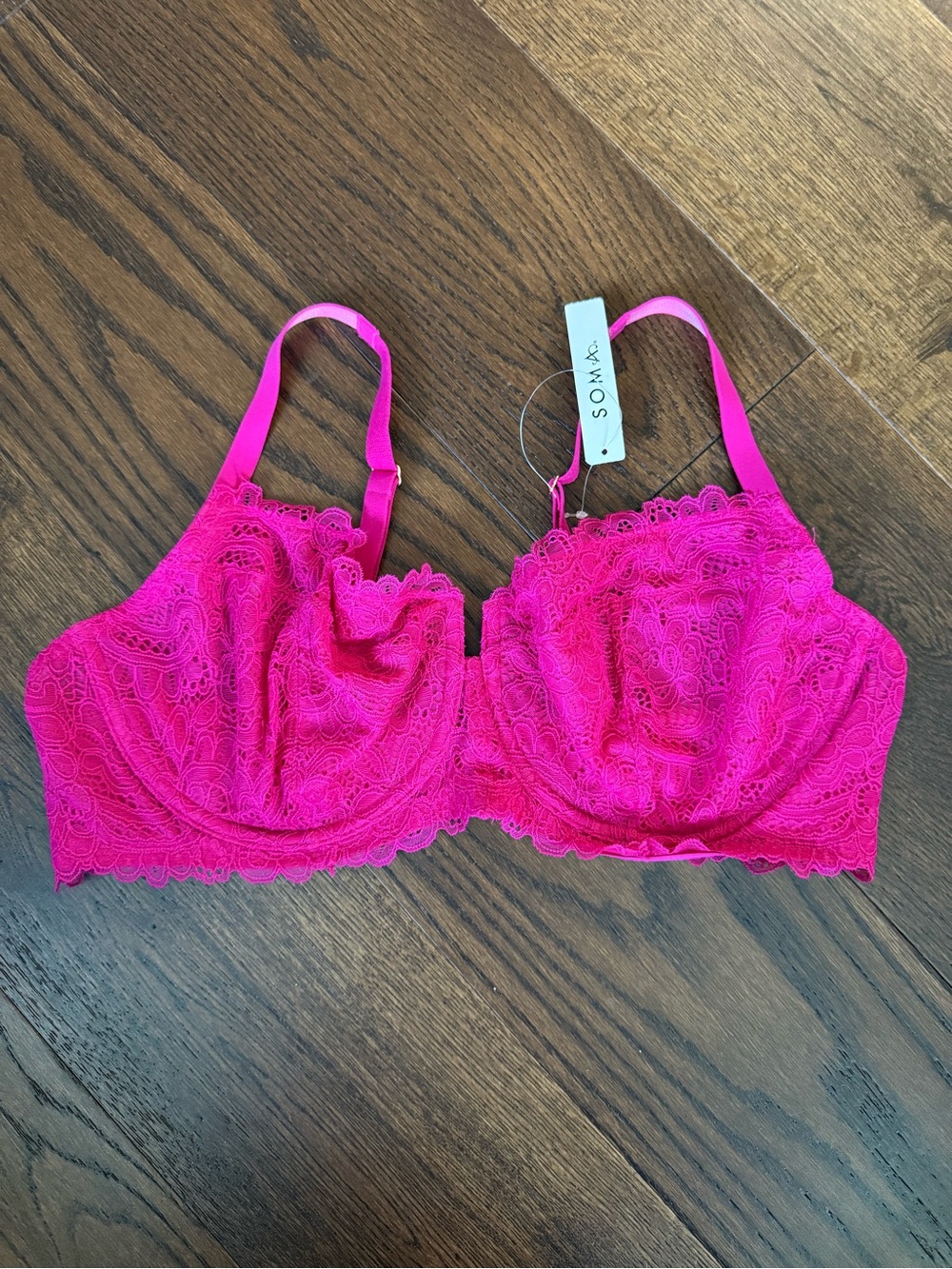 Soma Hot Pink Lace Underwire Bra